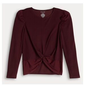 Nine West Burgundy Twist Front Long Sleeve Blouse M NWT